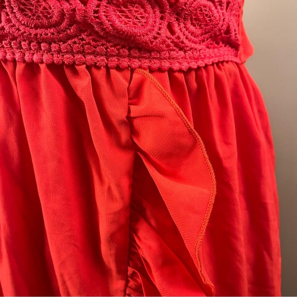 Ecowish Red Backless Dress Backless Ruffles Lace Bow Boho Women's Size Small - Picture 7 of 9
